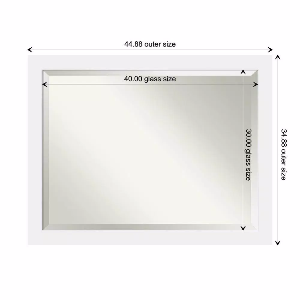 Amanti Art Corvino 45 in. W x 35 in. H Rectangular Beveled Edge Wood Bathroom Vanity Mirror, Satin White