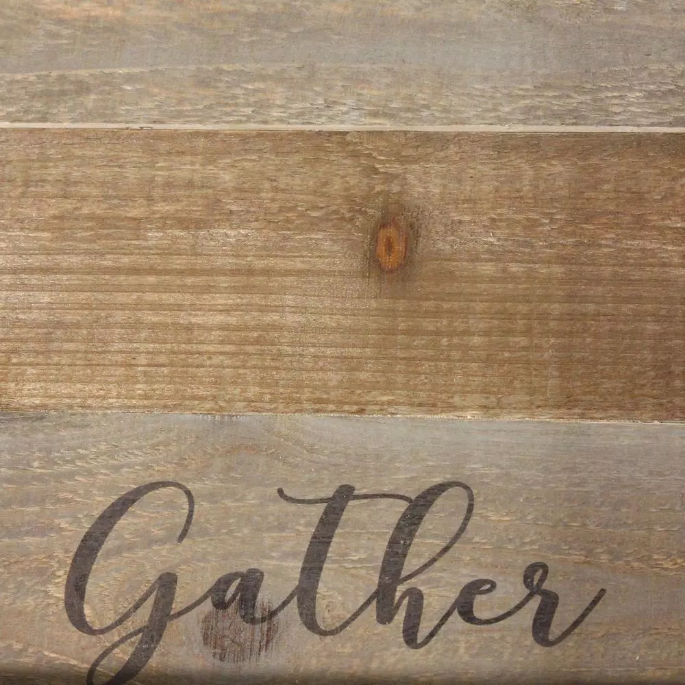 Stratton Home Decor "Gather" Wood Tray - Distressed Farmhouse Style with Metal Handles