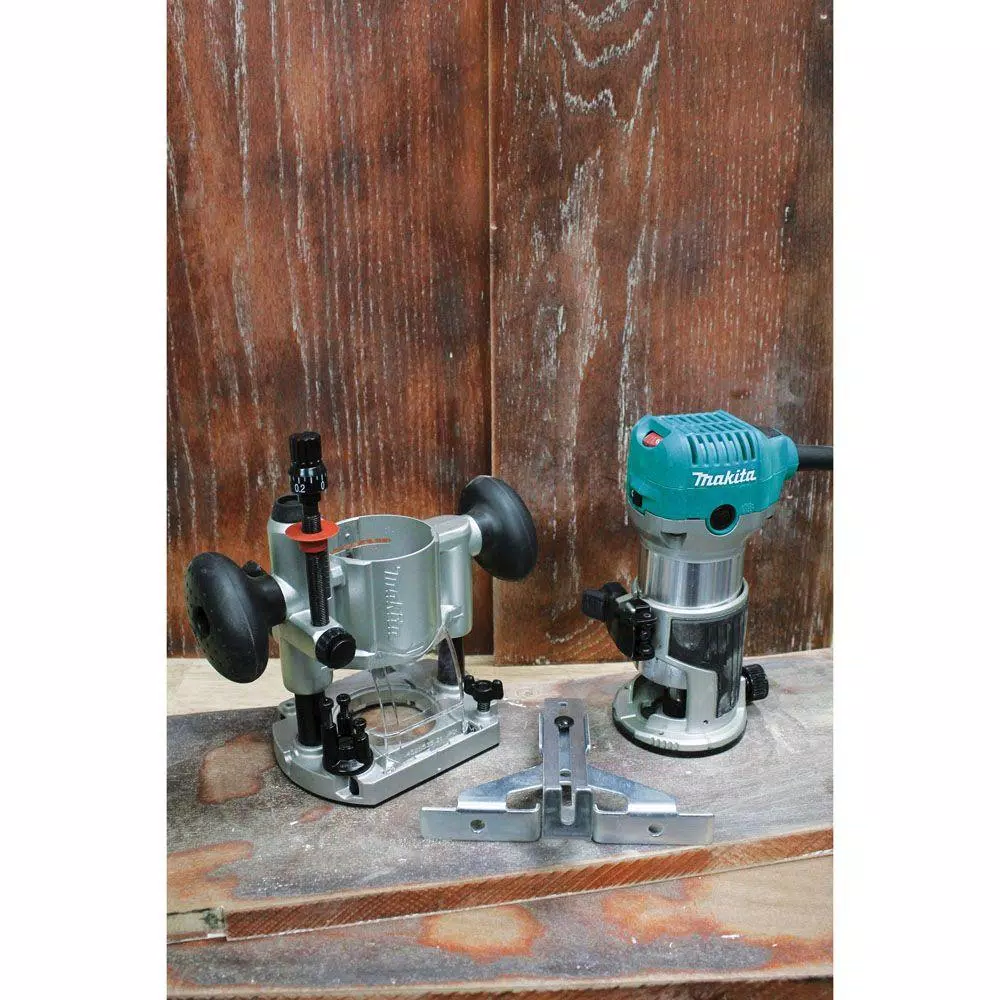 Makita 1-1/4 HP 6.5 Amp Compact Corded Router Kit with Plunge Base and Variable Speed
