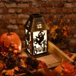 LUMABASE Golden Black Battery Operated Lighted Halloween Lantern with Fairy Lights thumbnail 4