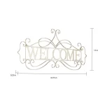Lavish Home Welcome Decorative Rustic Metal Cutout Wall Sign, Distressed White thumbnail 2