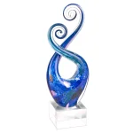 Badash Crystal Monet Murano Style Art Glass Swirl Abstract Centerpiece on Crystal Base, 12 in. thumbnail 1