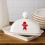 Molly Hatch Gingerbread Butter Dish, 6.75 in. Ceramic Stoneware Holiday Serving Dish thumbnail 2