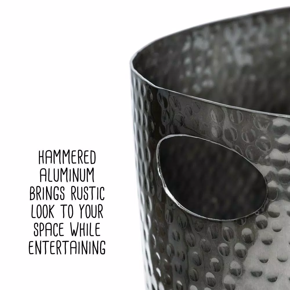 Honey-Can-Do Hammered Aluminum Beverage Tub with Handles - Glossy Black