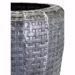 IMAX Jones Gray Oversized Floor Vase - Rustic Galvanized Metal Basket Weave Amphora thumbnail 2
