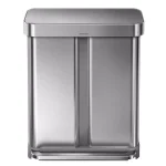 simplehuman 15 Gallon Dual Compartment Stainless Steel Step Trash Can and Recycling Bin thumbnail 1