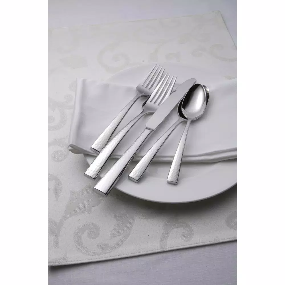 Oneida Chef's Table Hammered 18/0 Stainless Steel European Dinner Forks, Set of 12