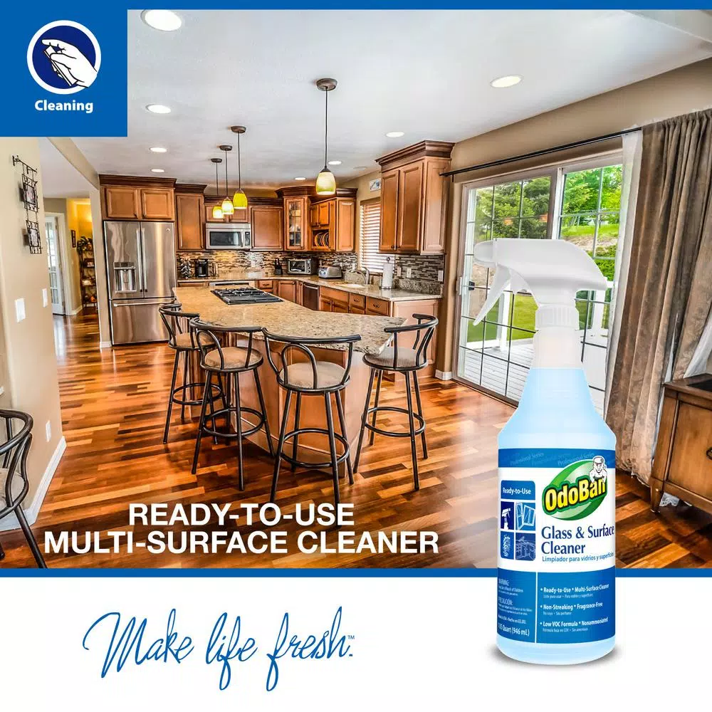 OdoBan 32 oz. Glass and Surface Cleaner, Unscented Multi-Surface Spray
