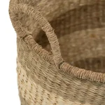 Zentique Hand Woven Seagrass and Palm Leaf Striped Medium Basket with Handles thumbnail 4