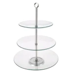 Classic Cuisine 3-Tier Round Tempered Glass Dessert Tray with Stainless Steel Base (5 Per Case) thumbnail 1