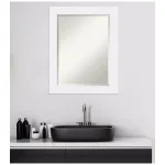Amanti Art Corvino 23 in. W x 29 in. H Rectangular Beveled Edge Bathroom Vanity Mirror, Satin White Wood Frame thumbnail 6