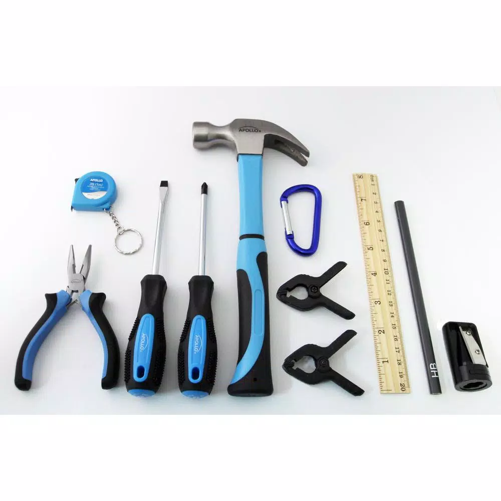 Apollo Tools My First Tool Kit, 14-Piece Real Hand Tool Set for Kids