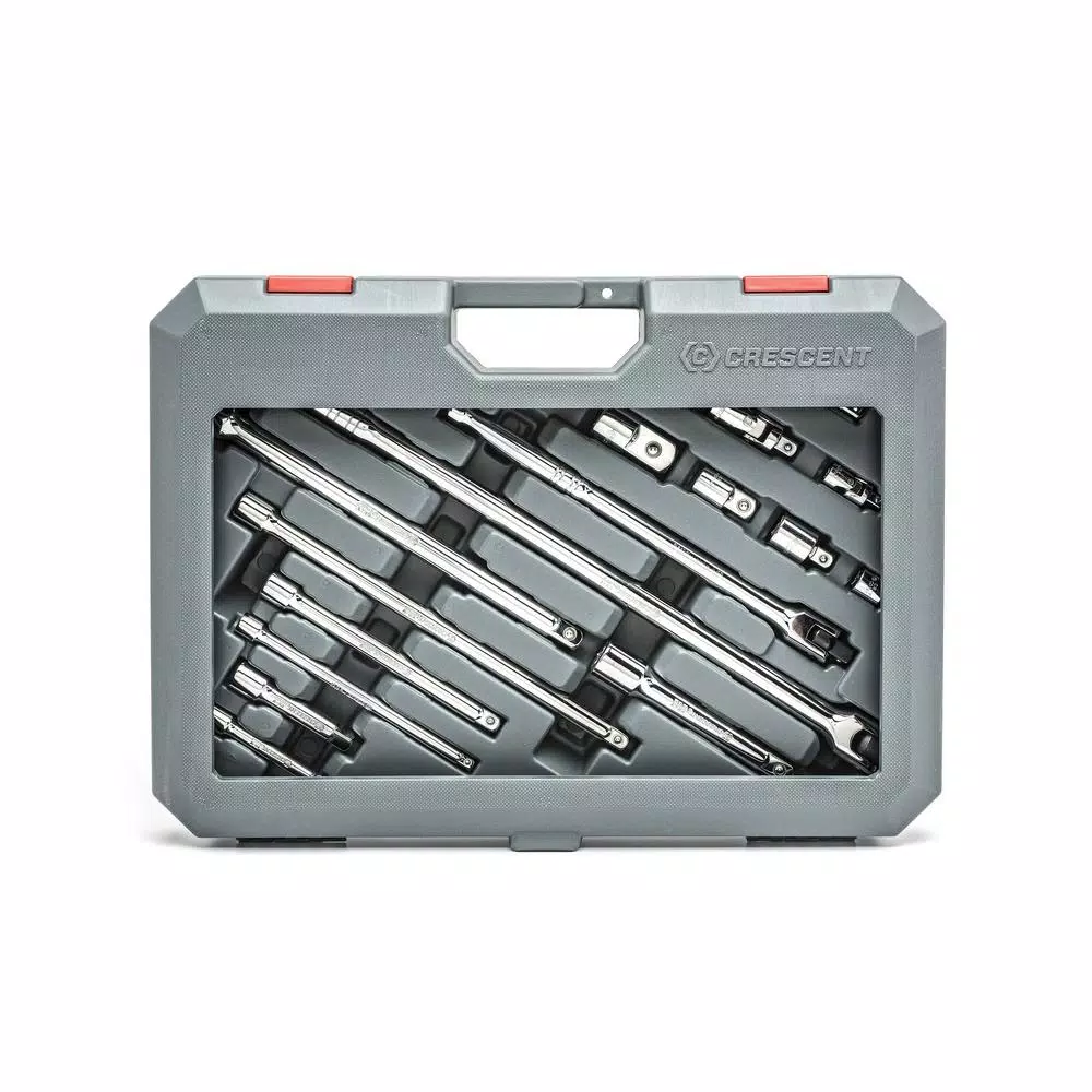 Crescent 16-Piece Socket Accessory Set, 1/4 in. to 3/4 in. Drive with Extensions and Breaker Bars