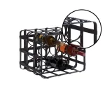 LITTON LANE 12-Bottle Black Iron Cage Wine Rack - Industrial & Rustic Tabletop Storage thumbnail 3