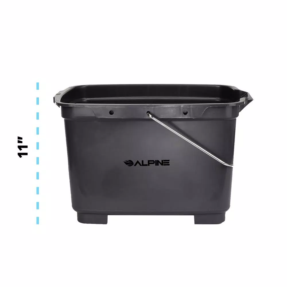 Alpine Industries 19.5 Qt. Divided Plastic Cleaning Caddy with Metal Handle, Gray