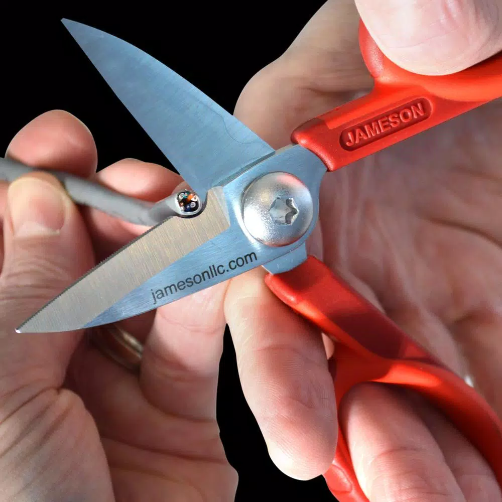 Jameson Fiber Optic Insulated Electricians Scissors, High Carbon Stainless Steel, 5.5 in. (3-Pack)