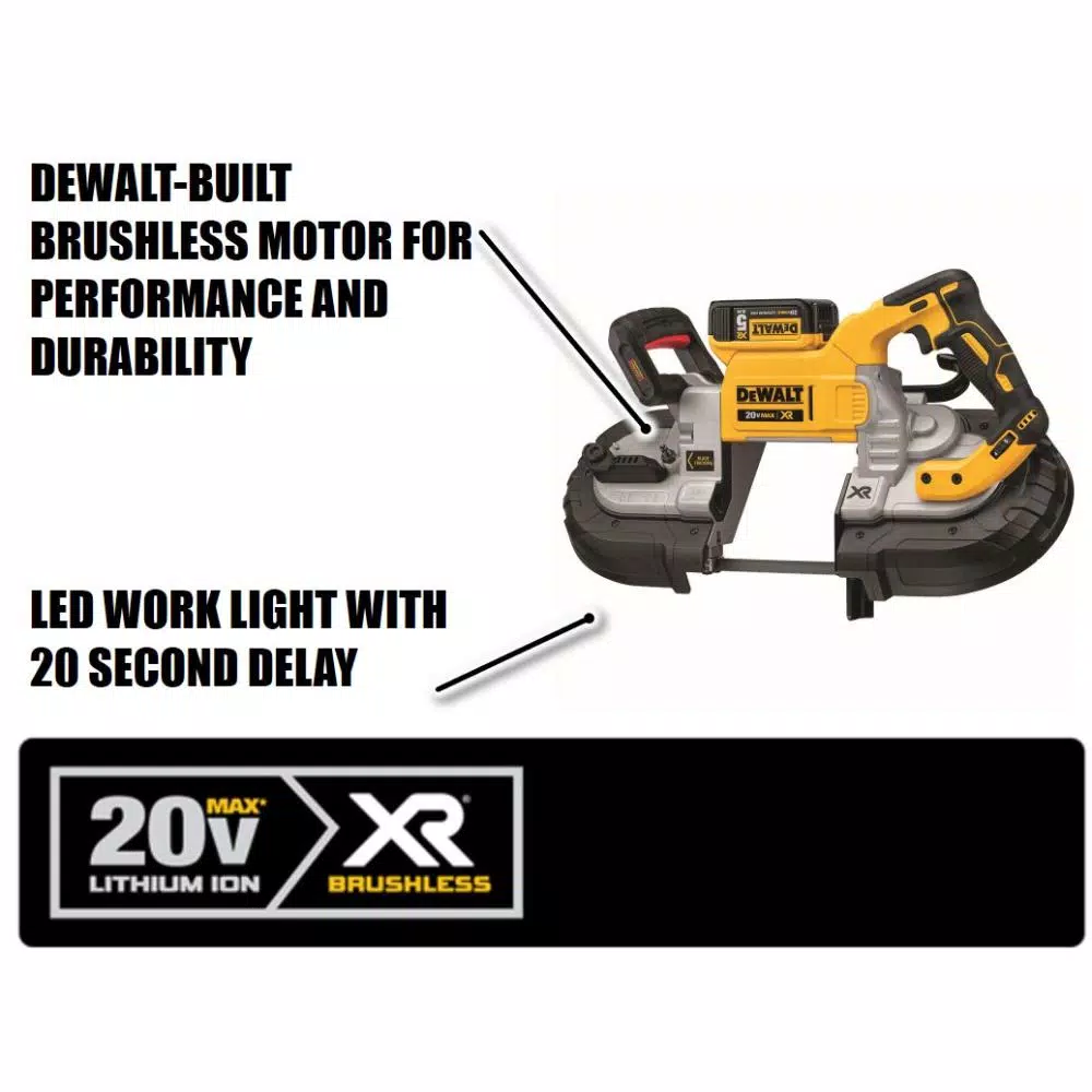 DEWALT 20V MAX Cordless Brushless 5 in. Portable Band Saw Kit with (2) 5.0 Ah Batteries & Charger