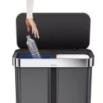 simplehuman 58L Black Stainless Steel Dual Compartment Rectangular Step-On Recycling Trash Can thumbnail 3