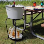Sunnydaze Decor Sunnydaze 7.5 Gallon White Galvanized Steel Ice Bucket Beverage Holder with Stand and Tray thumbnail 8