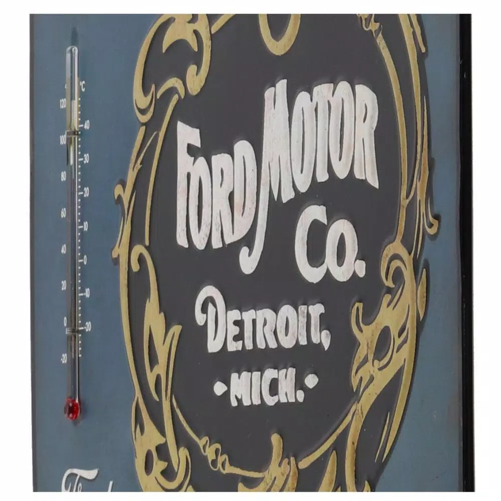Ford Motor Co. Die-Cut Embossed Tin Thermometer Decorative Metal Sign