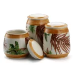 Elama Paradise Palms Sand 3-Piece Ceramic Kitchen Canister Set with Airtight Lids thumbnail 4