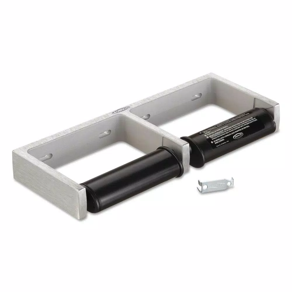 BOBRICK Classic Series Cast Aluminum Toilet Tissue Dispenser for Two Rolls, Satin Finish