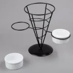 Creative Home Black Iron Wire French Fry Holder Set with 2 Ceramic Ramekins for Dipping Sauce thumbnail 4
