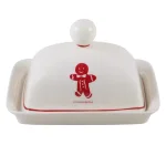Molly Hatch Gingerbread Butter Dish, 6.75 in. Ceramic Stoneware Holiday Serving Dish thumbnail 1