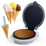 Chef Buddy Single Waffle Cone Maker, 7.5 inch Non-Stick Waffle Iron, White thumbnail 2
