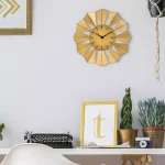La Crosse Technology 12.8 in. Gold Metal Sunray Quartz Wall Clock - Mid-Century Sunburst Design thumbnail 5