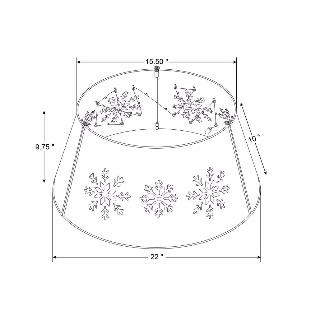 Glitzhome 21.65 in. Snowflake Diecut Metal Tree Collar with Light String
