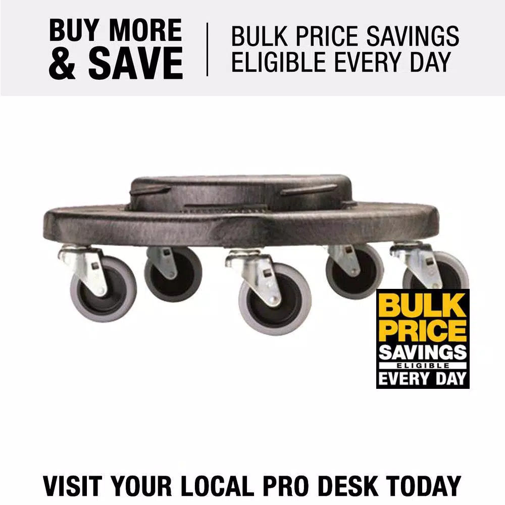 Rubbermaid Commercial Products Rubbermaid Commercial BRUTE Trash Can Dolly, Heavy-Duty with 5 Casters