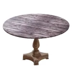 Brielle Home 42" Round Cotton Fitted Table Cover, Distressed Wood Print thumbnail 1