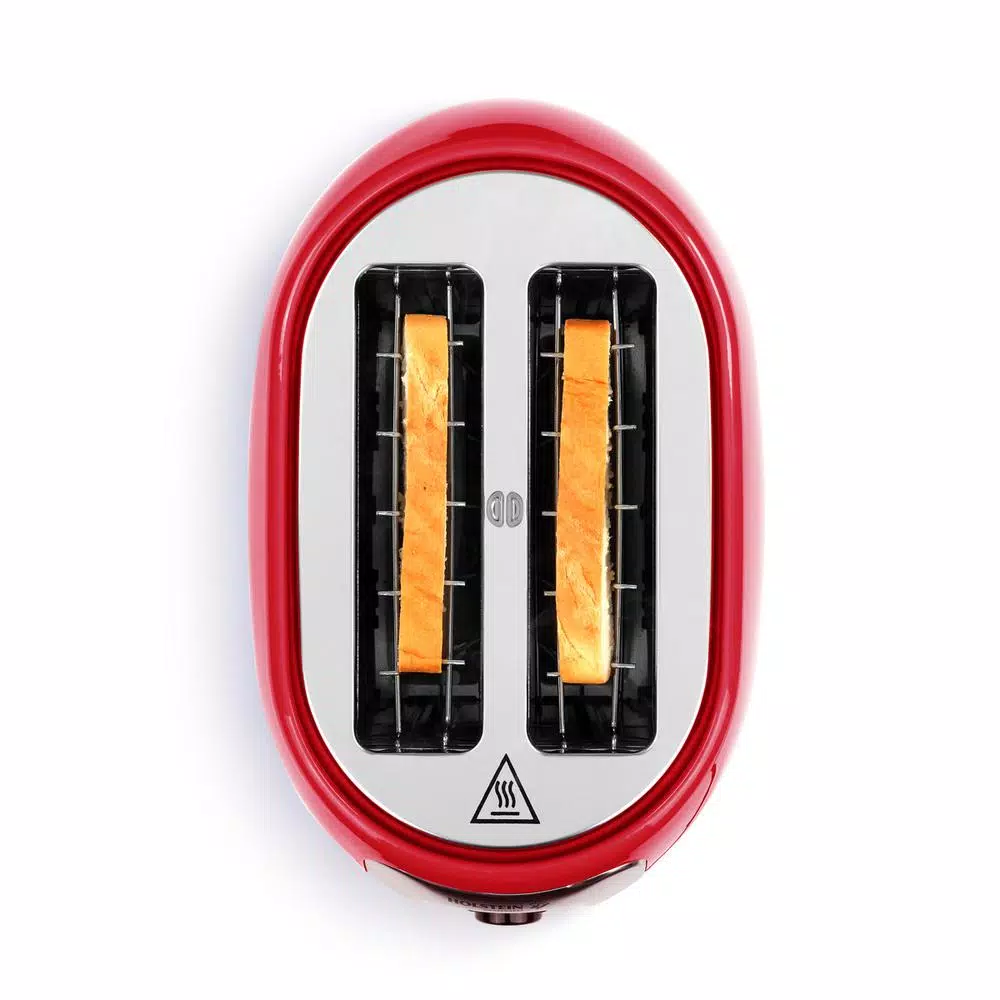 Holstein Housewares 800W 2-Slice Toaster with 6 Browning Levels, Red