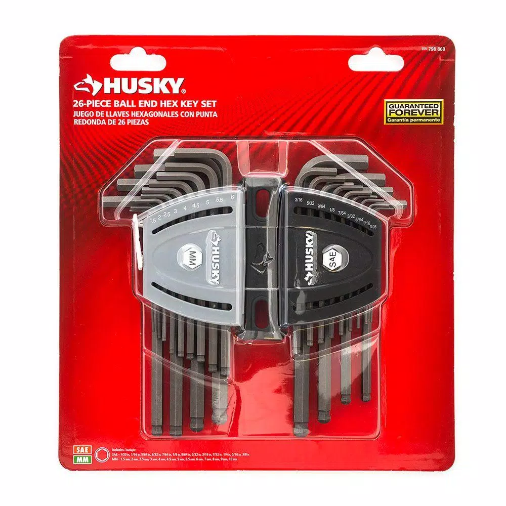 Husky 26-Piece SAE and Metric Ball End Hex Key Set
