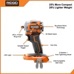 RIDGID 18V SubCompact Brushless Cordless 3-Tool Combo Kit with (2) 2.0 Ah Batteries, Charger and Bag thumbnail 11