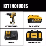 DEWALT 20V MAX XR Brushless 1/2 in. Drill/Driver & 6-1/2 in. Circular Saw Combo Kit with 5.0Ah Battery thumbnail 2