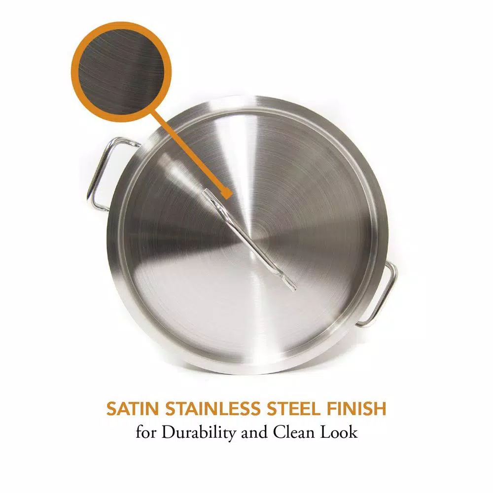 Gas One 32 Qt. Stainless Steel Stock Pot with Lid, Heavy-Duty 1.0 mm Thickness