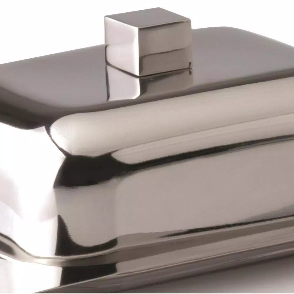 BergHOFF Cubo 18/10 Stainless Steel Butter Dish - Modern Polished Mirror Finish