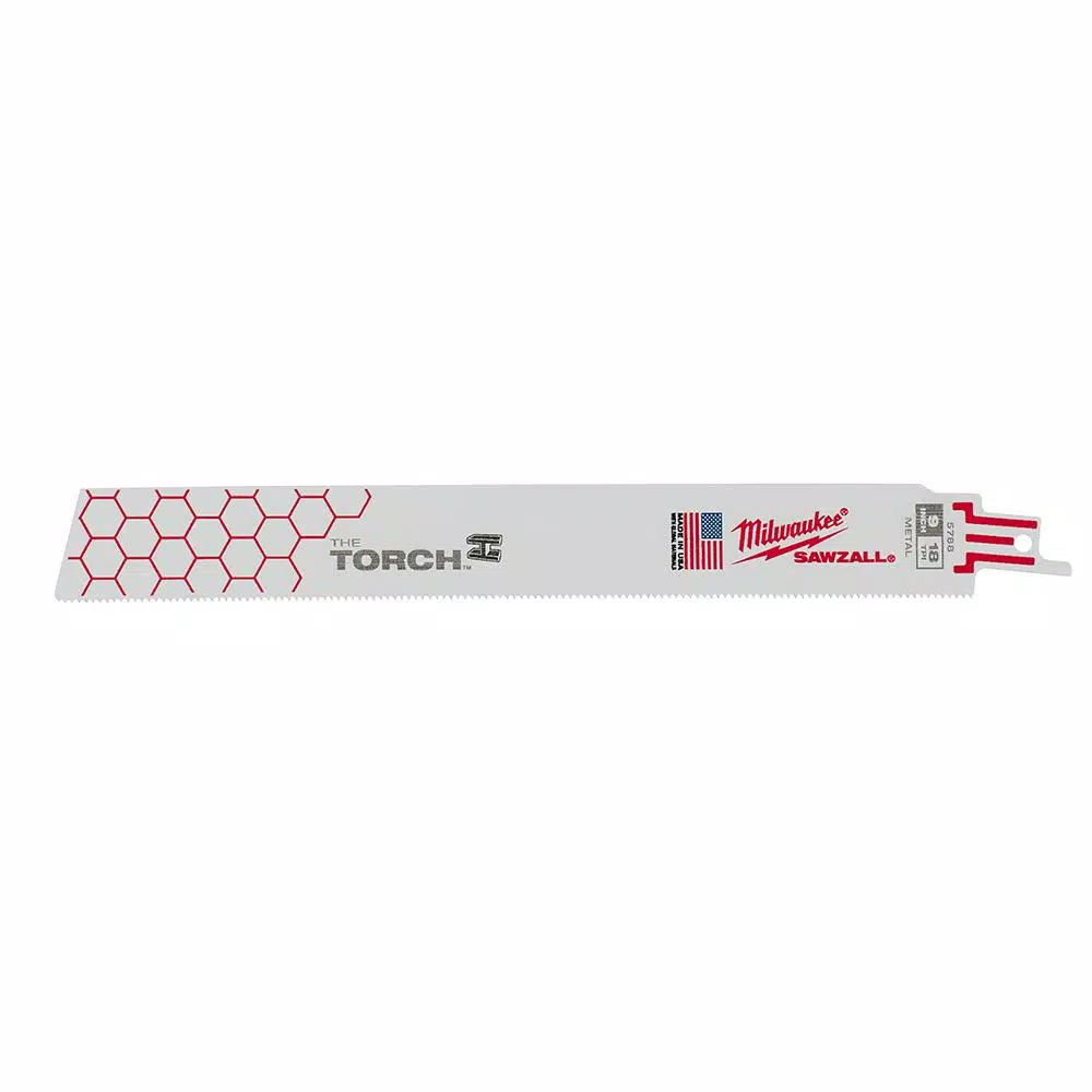 Milwaukee TORCH 9 in. 18 TPI Metal Cutting Reciprocating Saw Blades, 5-Pack