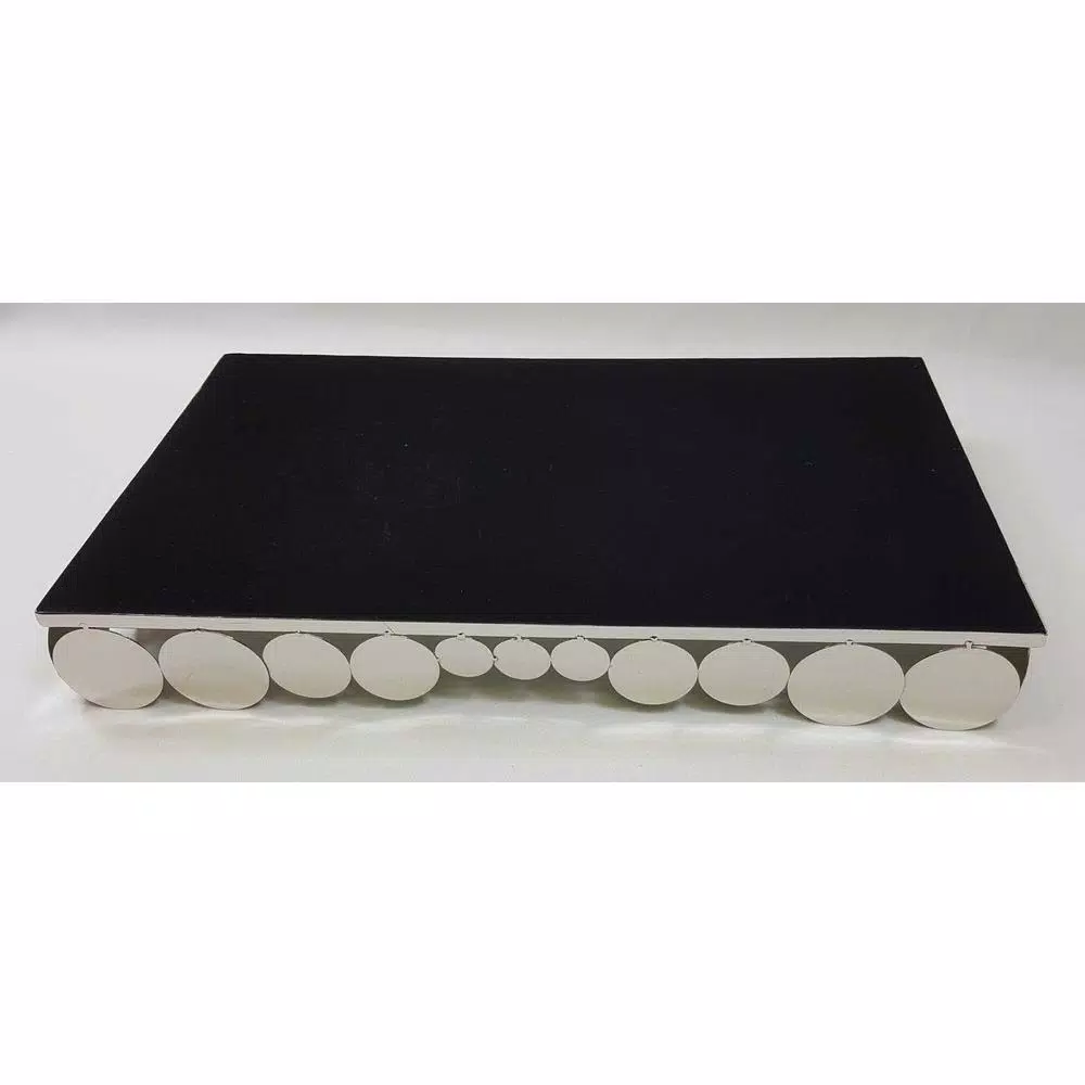 Elegance 19 x 11.5 in. Rectangular Mirror Serving Tray with Chrome Steel Frame