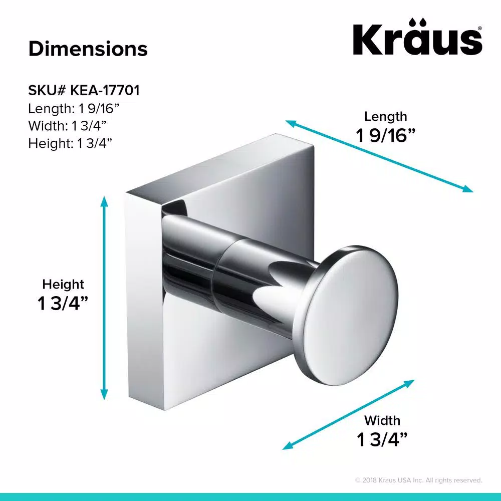 KRAUS Ventus Chrome Bathroom Robe and Towel Hook