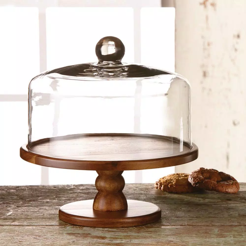 American Atelier Madera 9 in. Clear Glass Pedestal Cake Stand