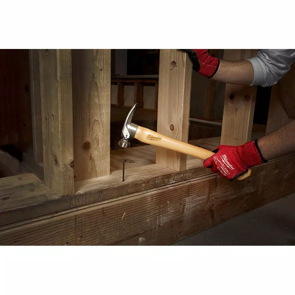 Milwaukee 19 oz. Smooth Face Hickory Wood Framing Hammer with Magnetic Nail Set