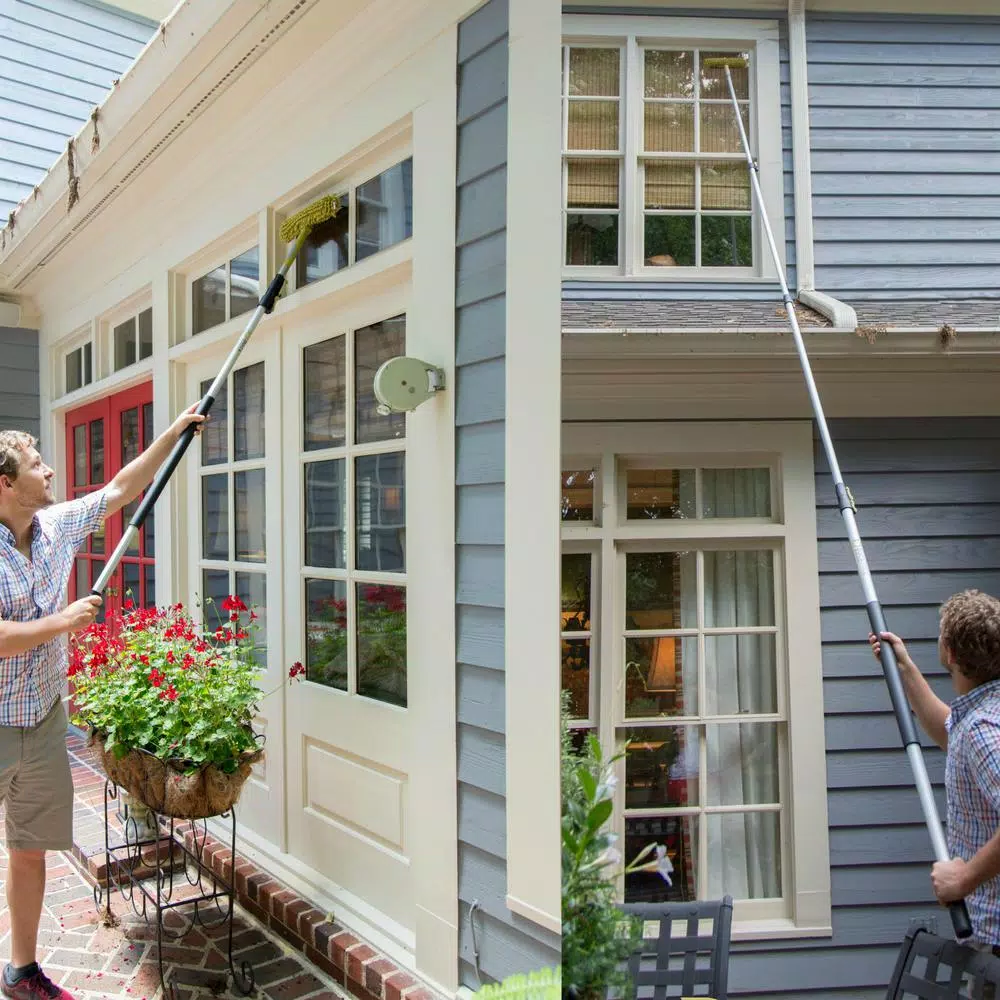 DocaPole 24 ft. Telescopic Window Cleaning Kit with Squeegee and Microfiber Scrubber