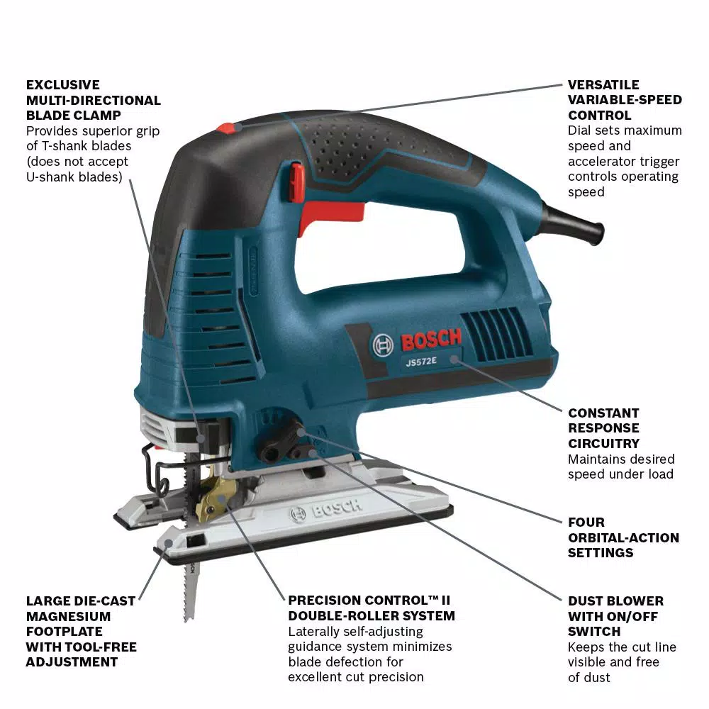 Bosch JS572EK 7.2 Amp Corded Variable Speed Top-Handle Jig Saw Kit with Blades and Carrying Case