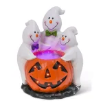 Gerson 22.24 in. Magnesium Electric Smoking Jack-O-Lantern with Ghostly Trio Halloween Tabletop Decor thumbnail 1