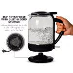 Ovente 1.5L Glass Electric Kettle with ProntoFill Technology, 1500W, Black thumbnail 7