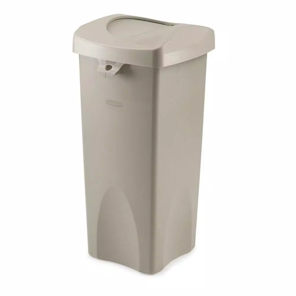 Rubbermaid Commercial Products Rubbermaid Commercial Untouchable 23 Gal. Square Trash Can Replacement Swing Top Lid, Beige