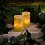 LUMABASE Lace Leaf Battery Operated Wax LED Candles - Set of 2 thumbnail 5